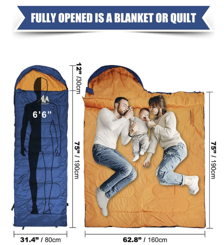 A 6 foot sleeping bad makes the perfect gift for any camper 